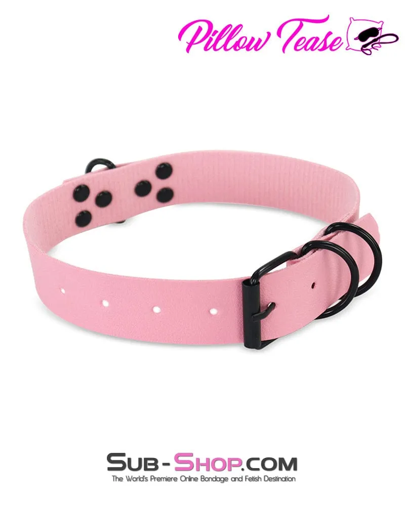 0811DL      Pink Gothic Bondage Collar with Black Hardware