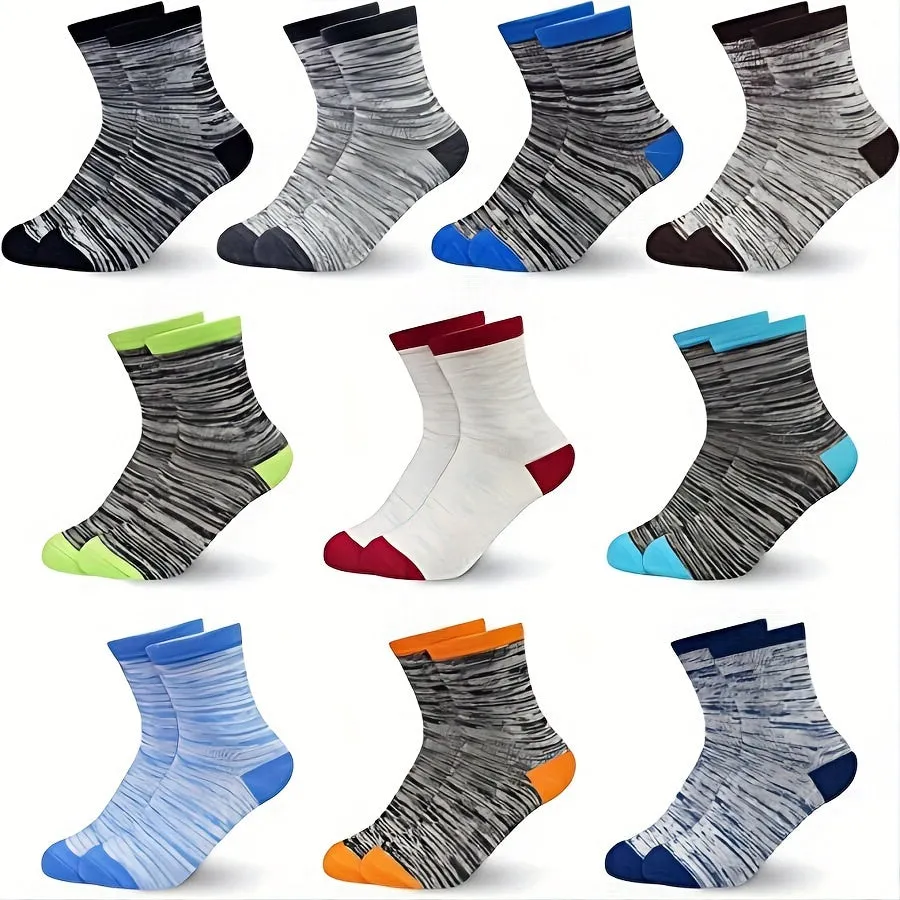 10 Pairs Boys' Warm Knit Socks - Soft, Breathable, Sweat-Absorbing Crew Socks for Fall & Winter"