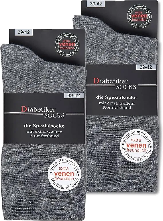 6-Pair Pack of Diabetic Socks for Men & Women - Comfort Band, Non-Binding, Seamless, 97% Cotton