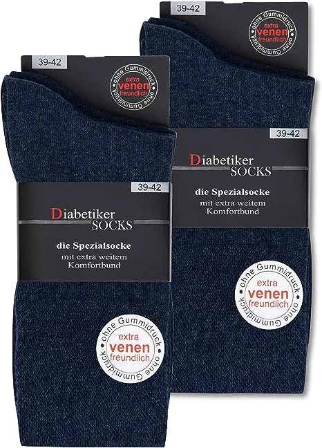 6-Pair Pack of Diabetic Socks for Men & Women - Comfort Band, Non-Binding, Seamless, 97% Cotton