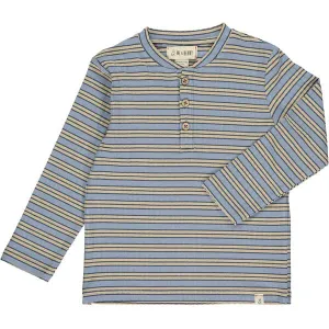 Adams Blue & Tan Ribbed Henley Stripe - Select Size