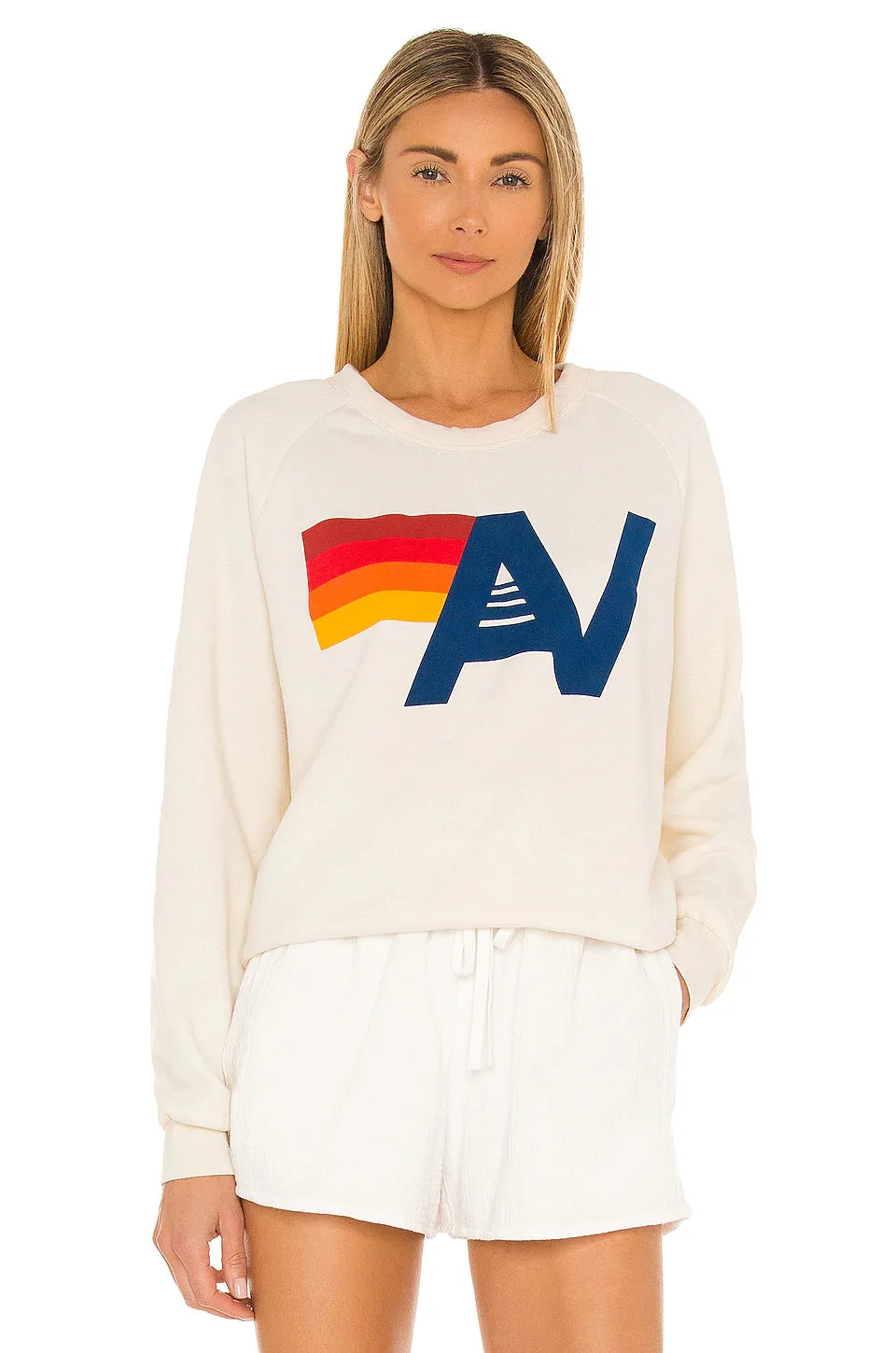 Vintage White Aviator Nation Logo Crew Sweatshirt