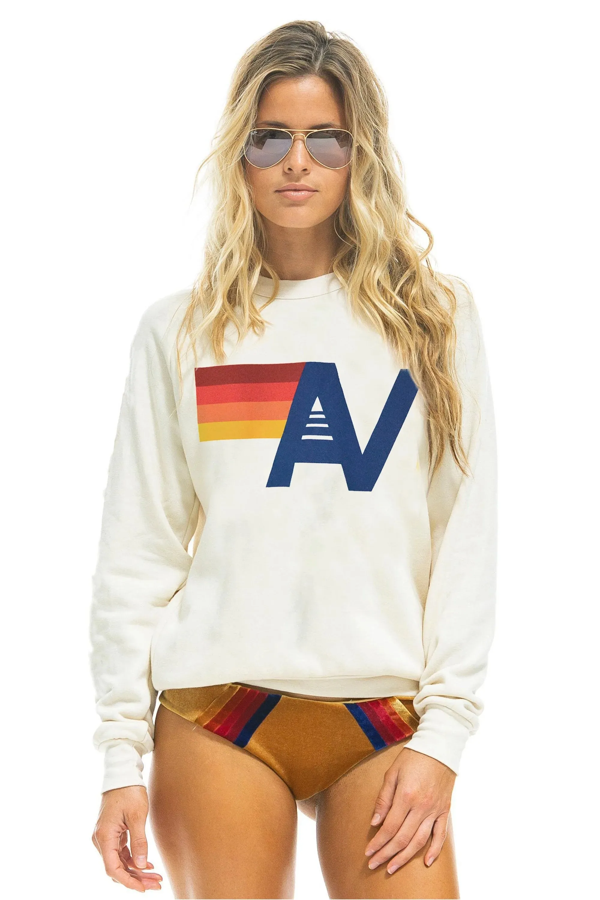 Vintage White Aviator Nation Logo Crew Sweatshirt