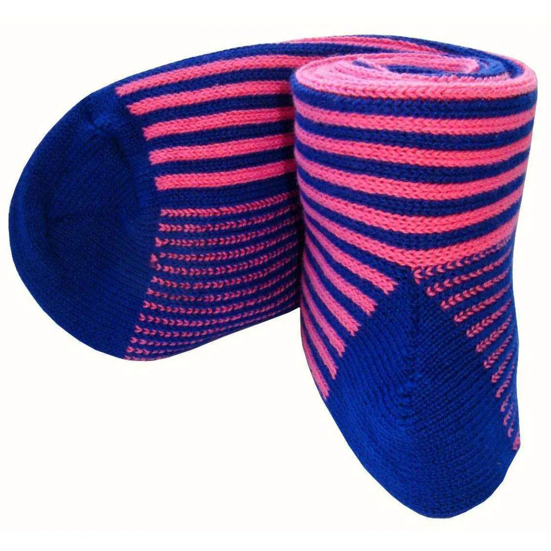 Bassin and Brown Vertical Stripe Midcalf Socks - Royal Blue/Pink