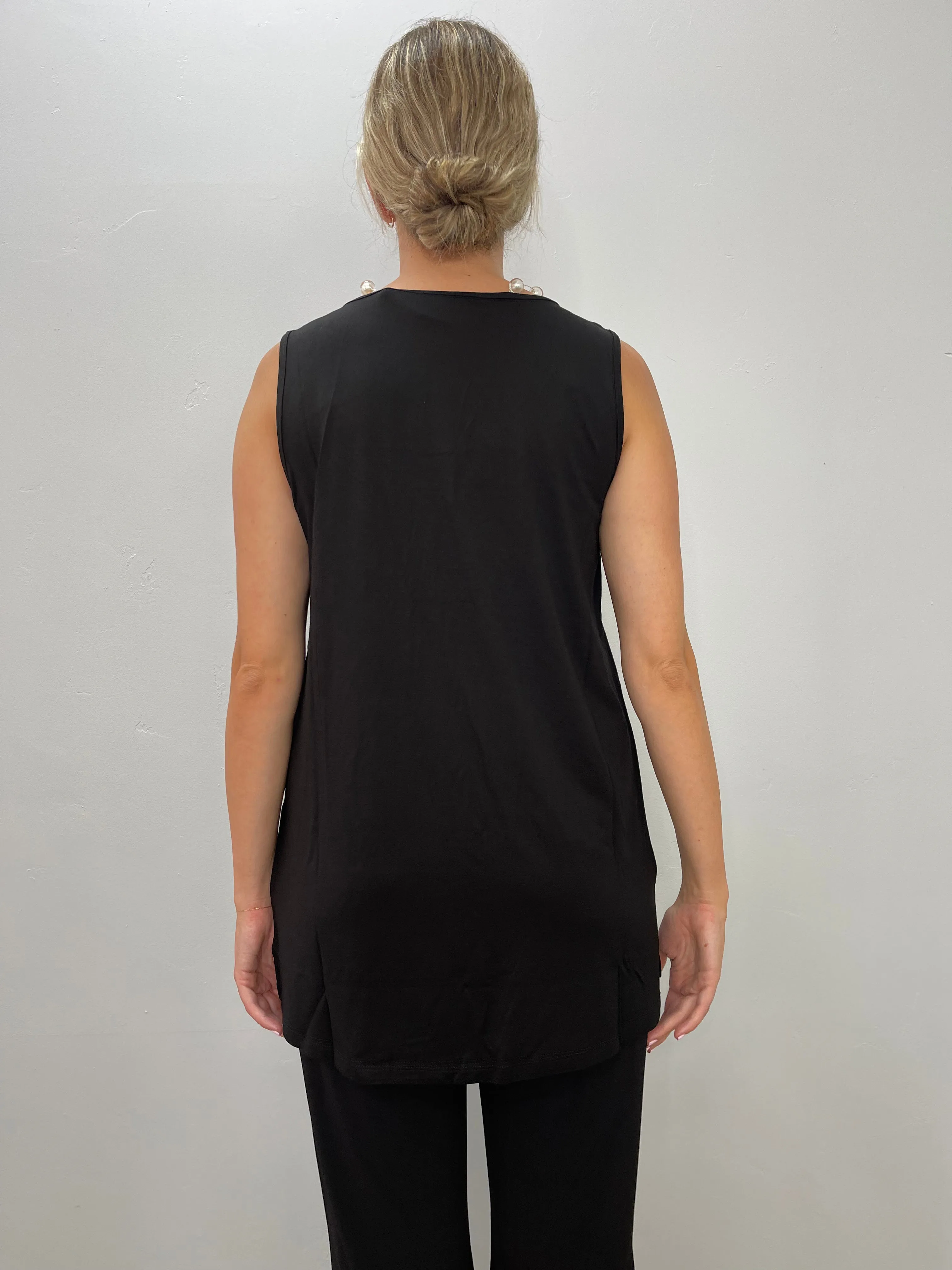 Black Tencel Scoop Neck Tank