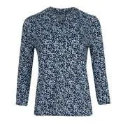 Blue Multi Pebble Print Henley Top