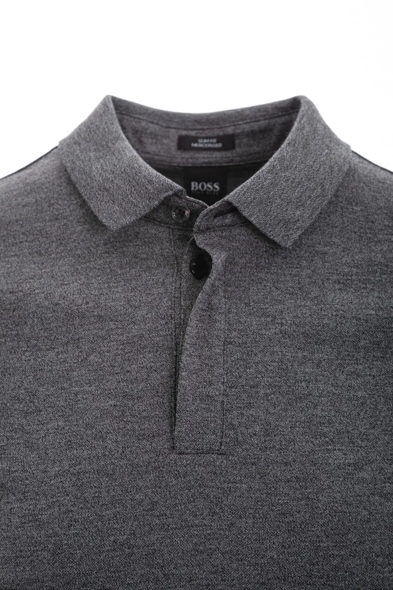 BOSS Pleins 15 Long Sleeve Polo Shirt in Black