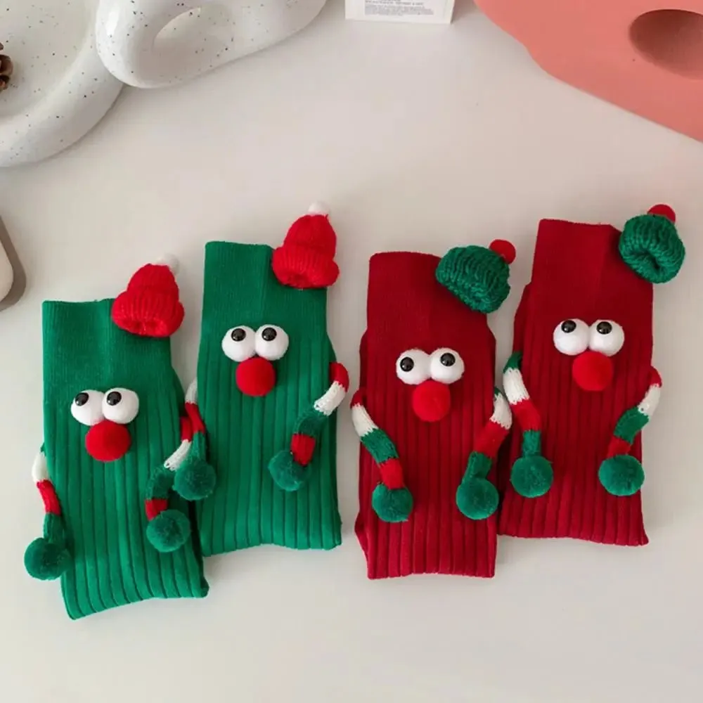 Christmas Holding Hands Socks- Elastic Cartoon Socks Perfect Funny Holiday Gift for Winter