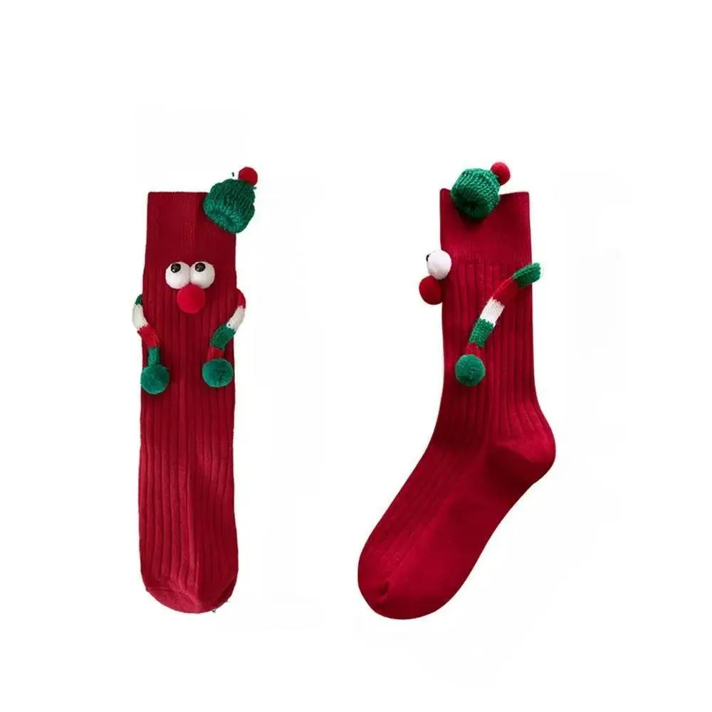 Christmas Holding Hands Socks- Elastic Cartoon Socks Perfect Funny Holiday Gift for Winter