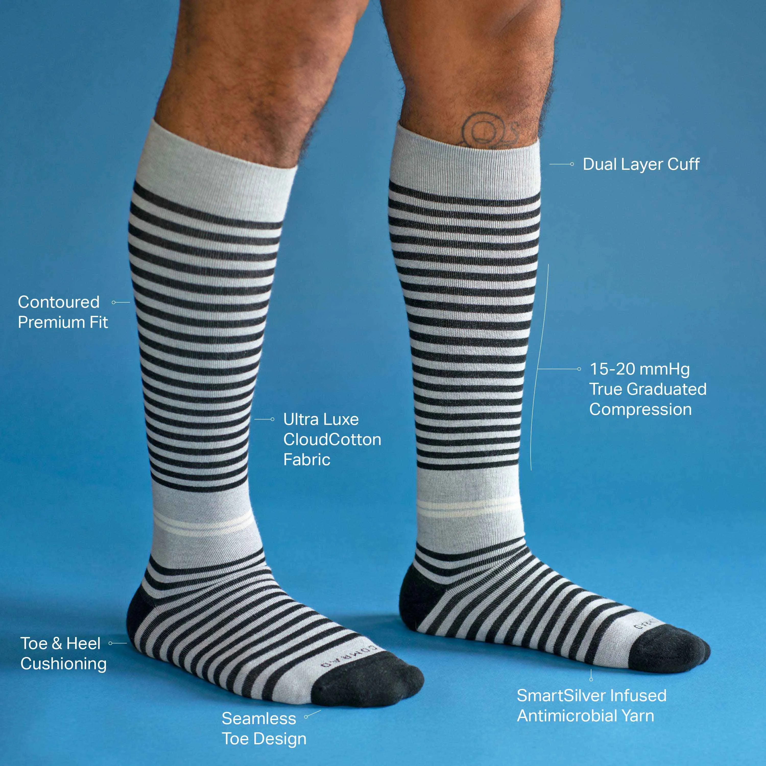 CloudCotton Compression Socks – Grey/Black