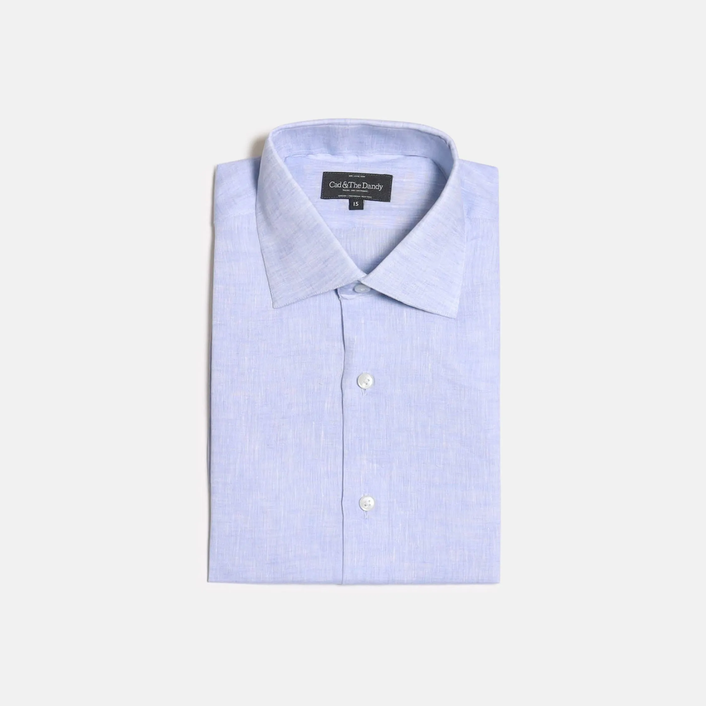 Cutaway Collar Shirt in Sky Blue Linen