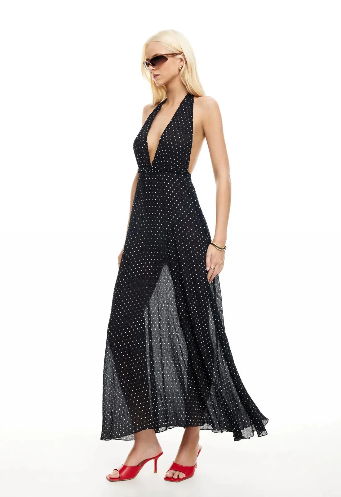 District Maxi Dress - Onyx Polka