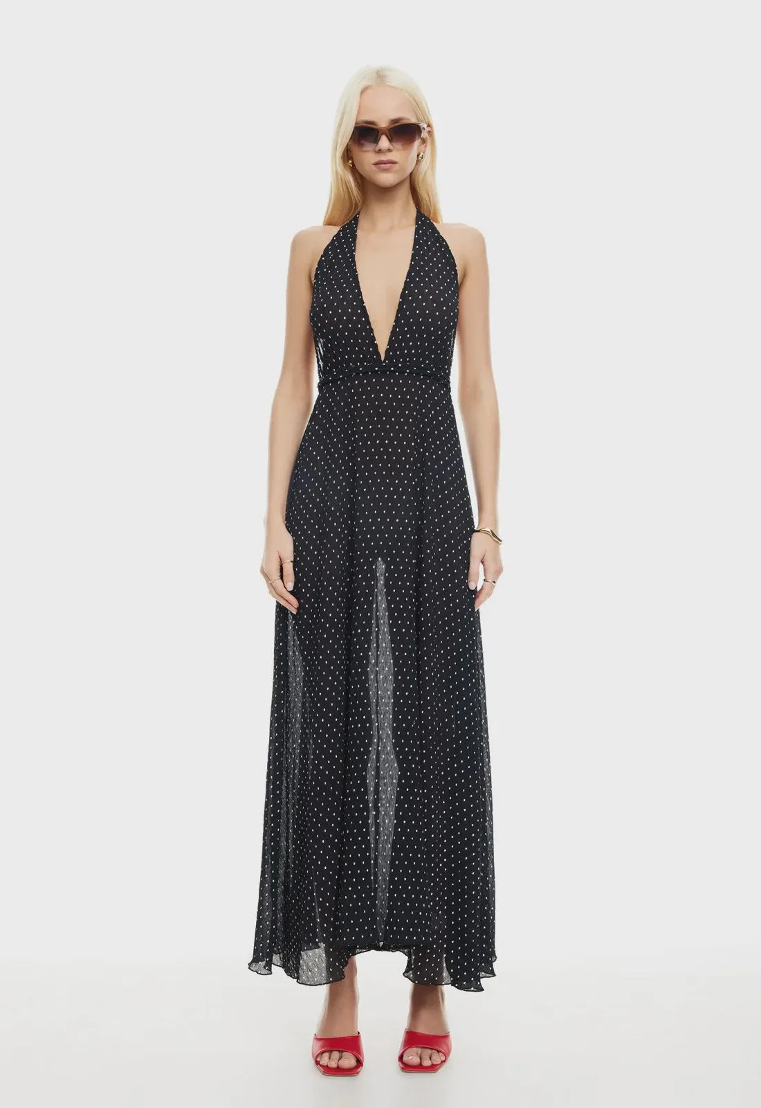 District Maxi Dress - Onyx Polka