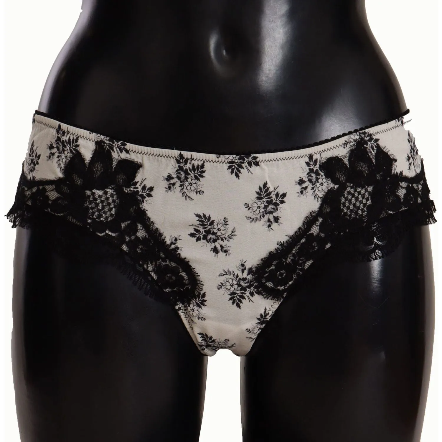 Dolce & Gabbana Elegant White Lace Silk Briefs