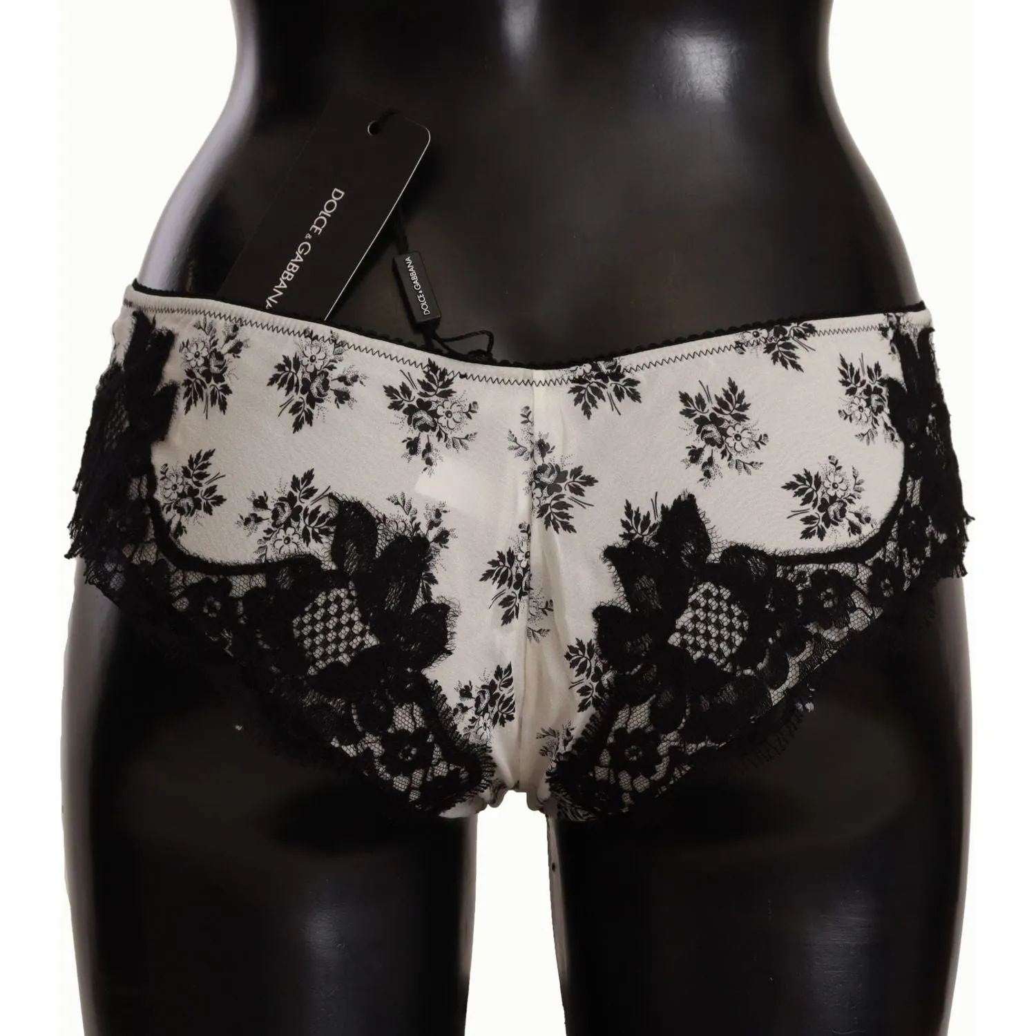 Dolce & Gabbana Elegant White Lace Silk Briefs