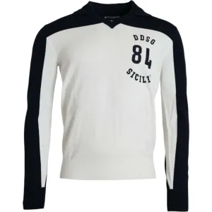 Dolce & Gabbana White Black SICILIA Henley Shirt Pullover Sweater