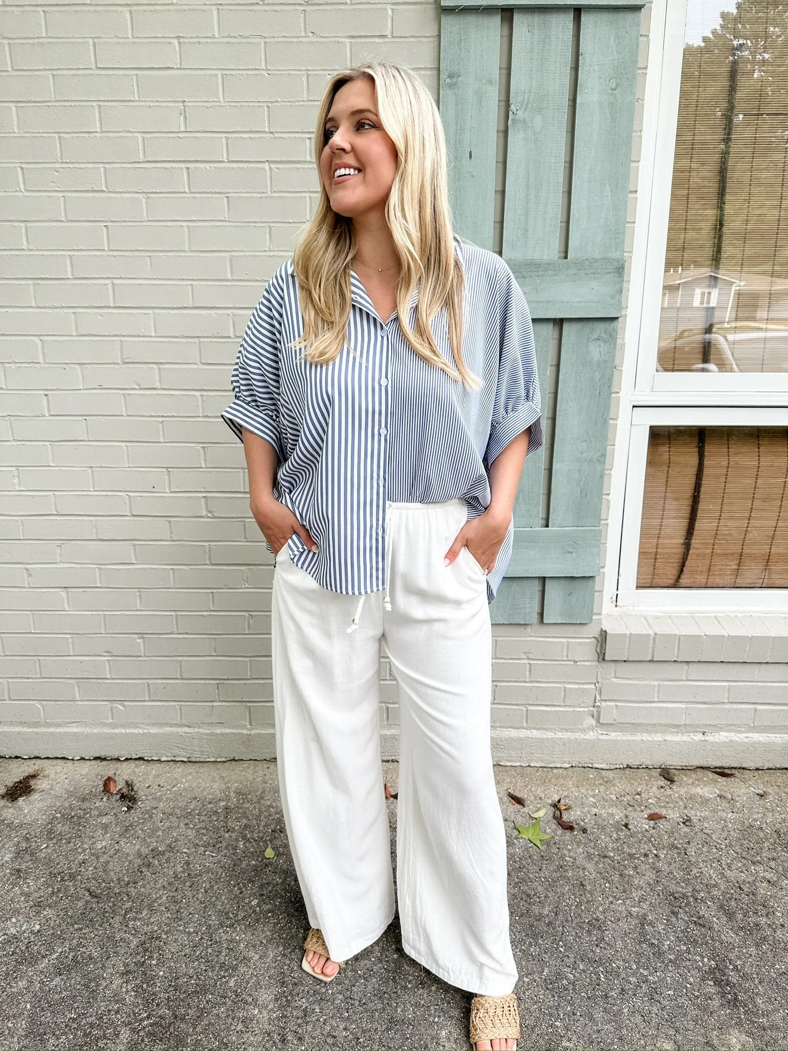 Double Stripe Puff Sleeve Top