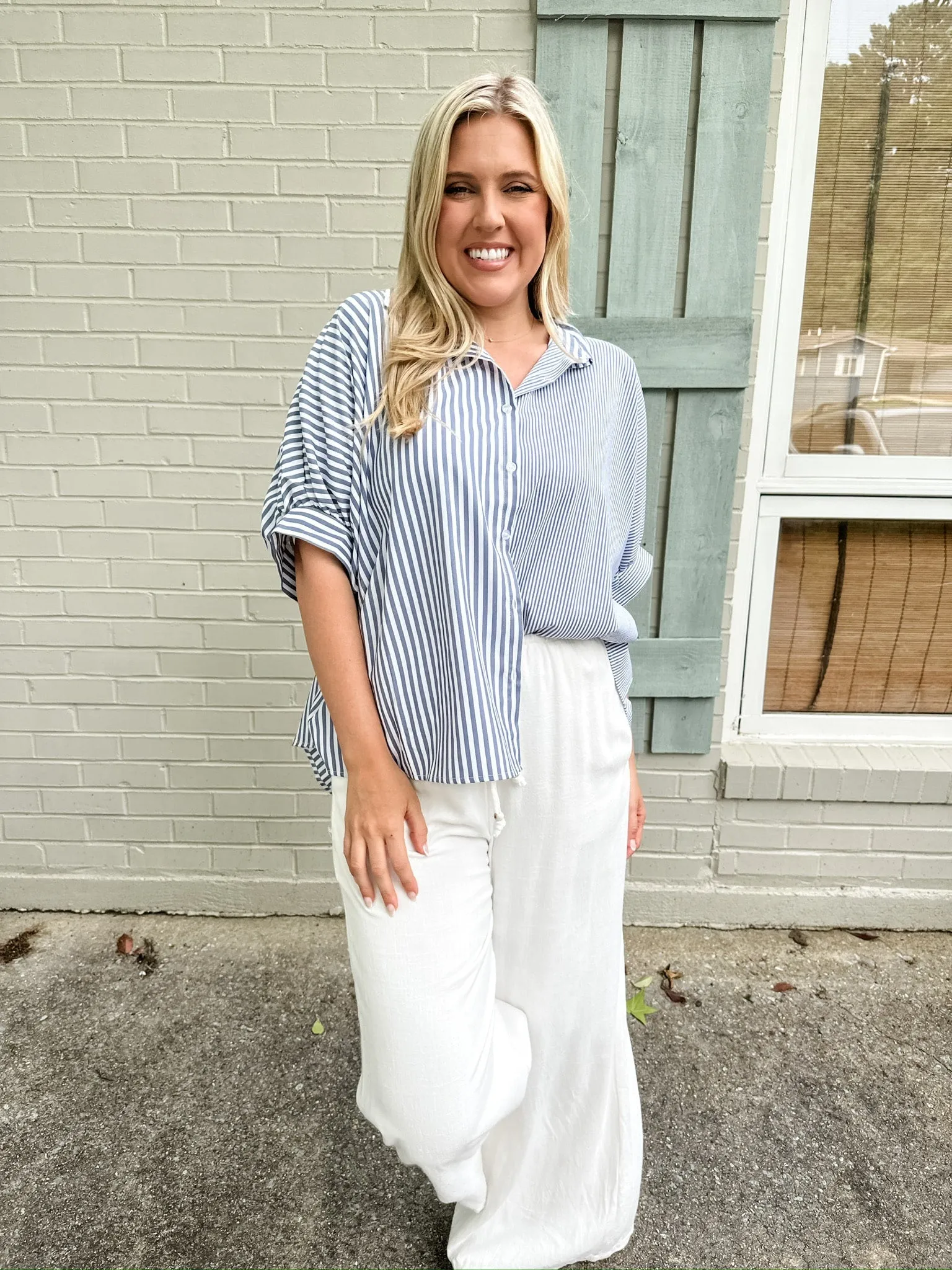 Double Stripe Puff Sleeve Top