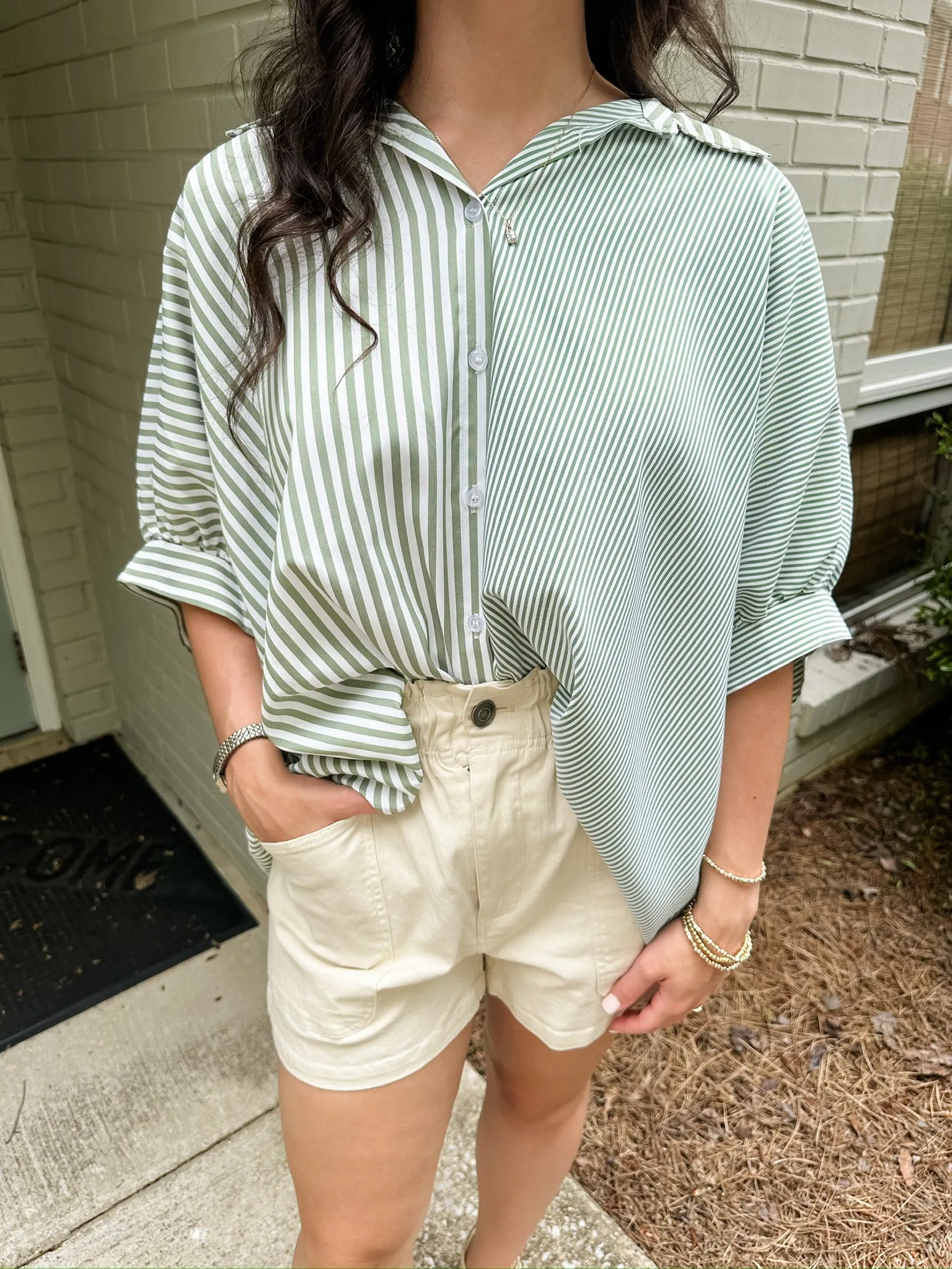 Double Stripe Puff Sleeve Top