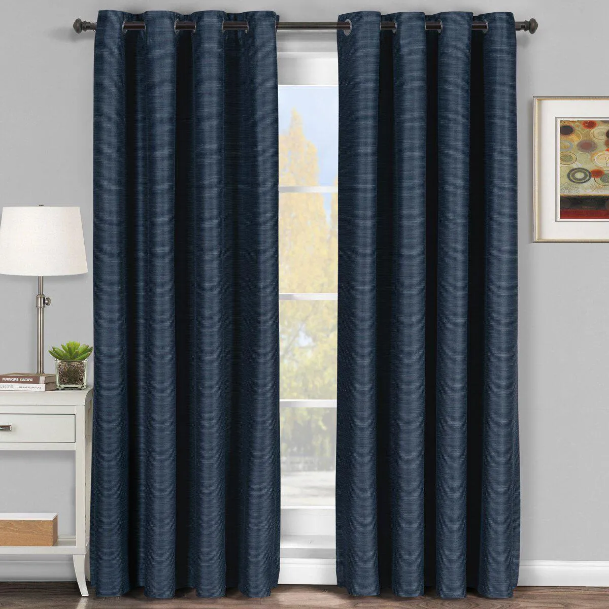 Galleria Room-Darkening Thermal Curtain Panels Tonal Stripe (Single)