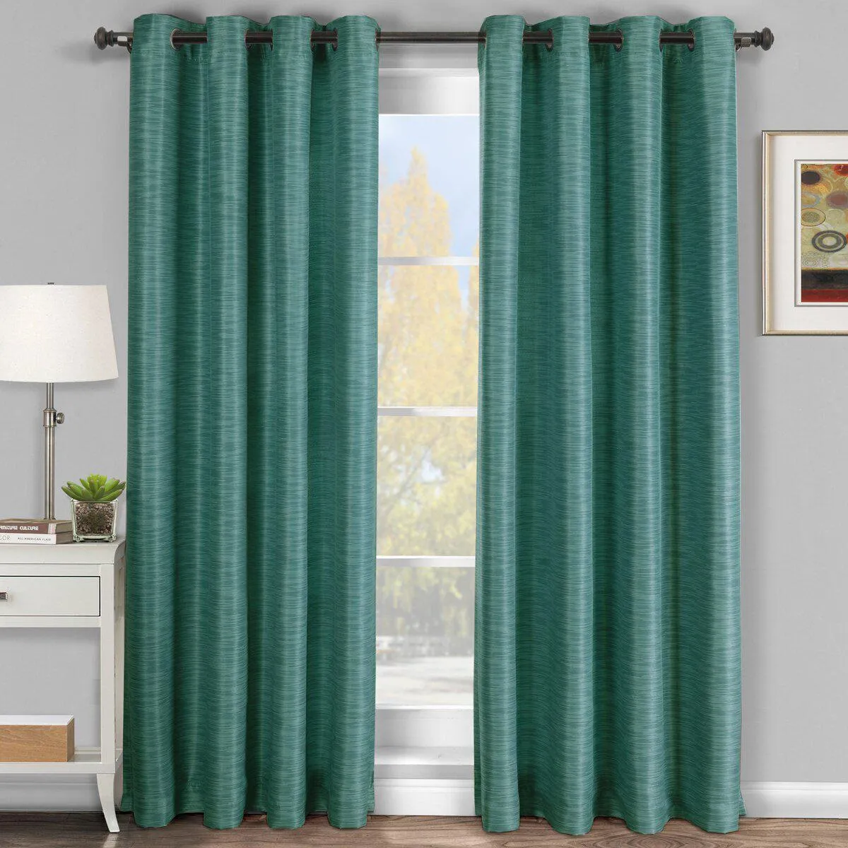 Galleria Room-Darkening Thermal Curtain Panels Tonal Stripe (Single)