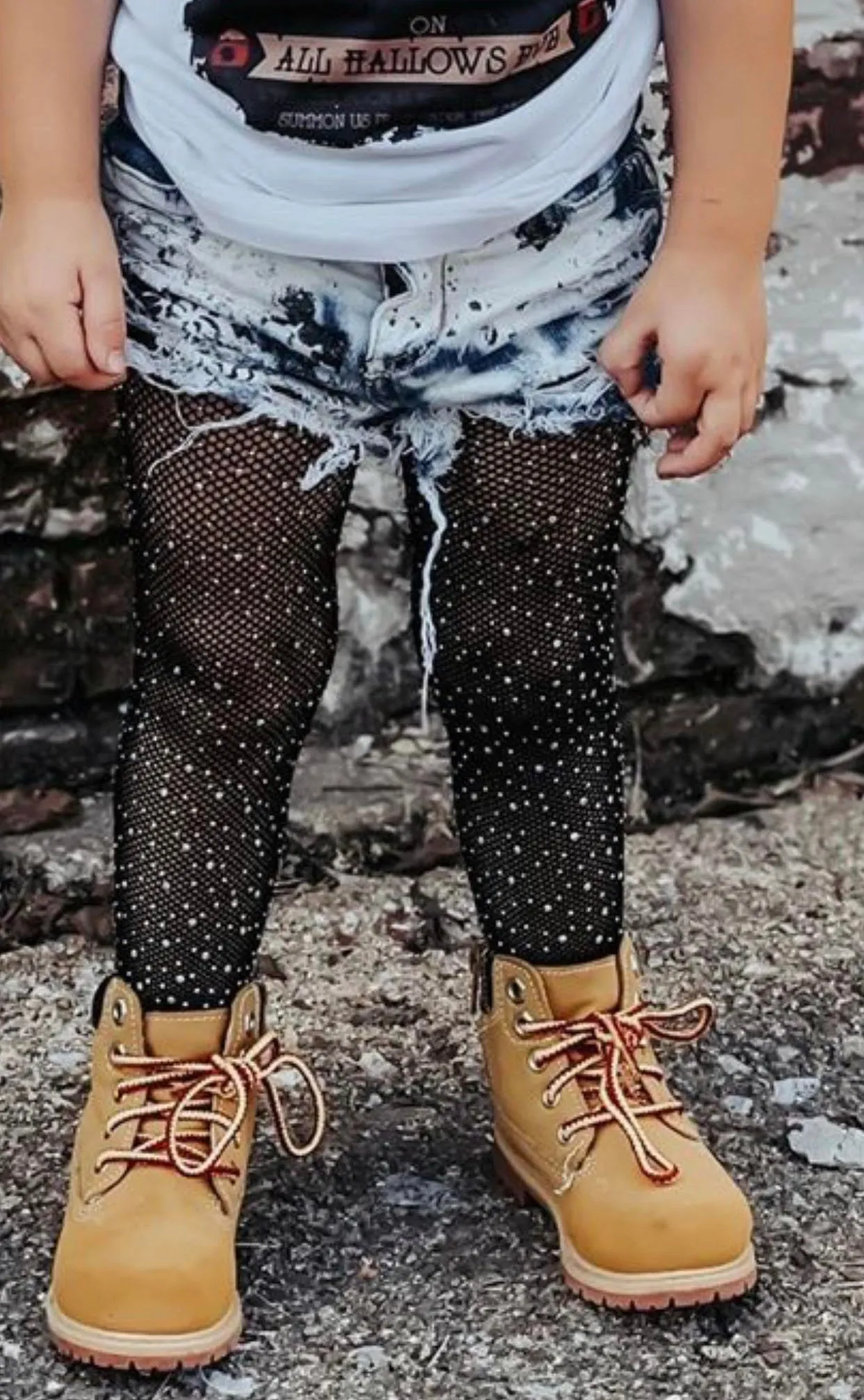 Girls Sparkle Rhinestone Fishnet Tights