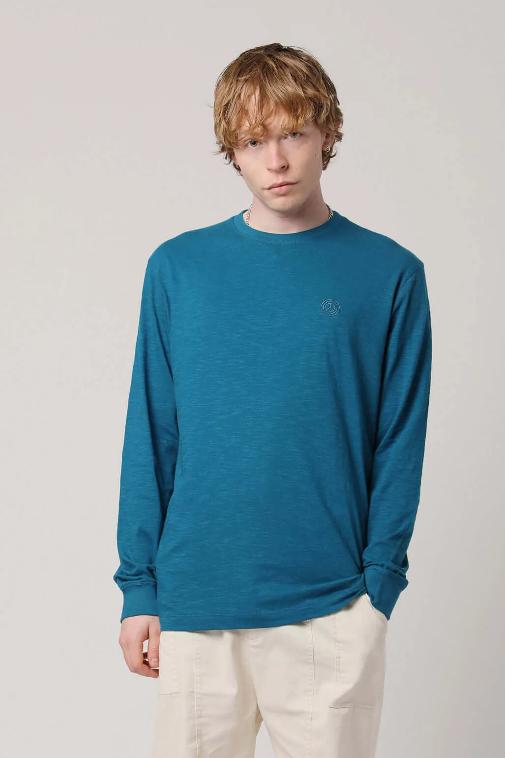 HAKON - Organic Cotton Long Sleeve Tee Teal Blue