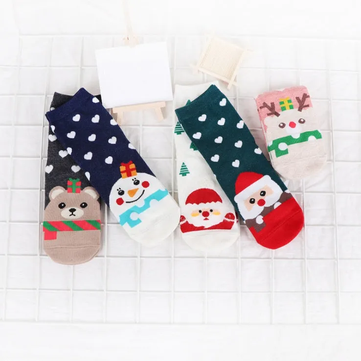 Ladies Christmas Cotton Socks, Cartoon Santa Socks Santa Claus Socks Holiday Socks For Christmas