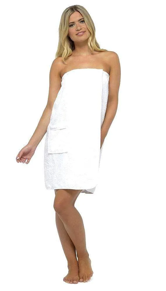 Ladies Terry Towelling Cotton Sarong Towel Wrap with Adjustable Fit and Pocket for Shower Spa Gym and Beach by Daisy Dreamer