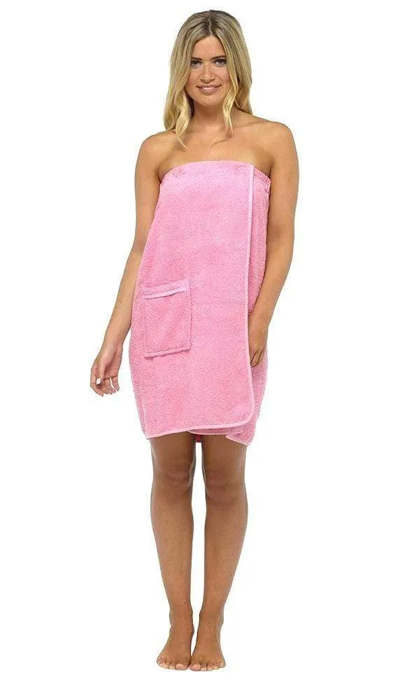 Ladies Terry Towelling Cotton Sarong Towel Wrap with Adjustable Fit and Pocket for Shower Spa Gym and Beach by Daisy Dreamer