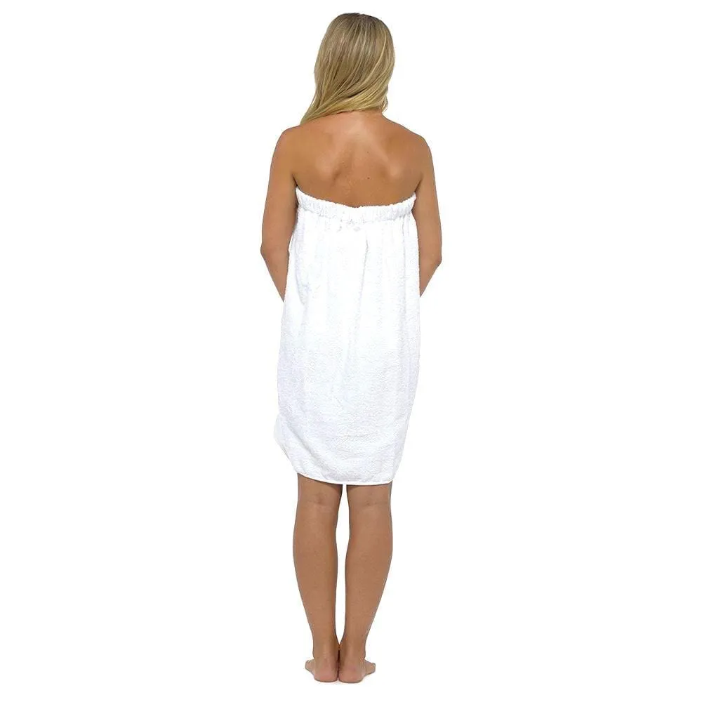 Ladies Terry Towelling Cotton Sarong Towel Wrap with Adjustable Fit and Pocket for Shower Spa Gym and Beach by Daisy Dreamer