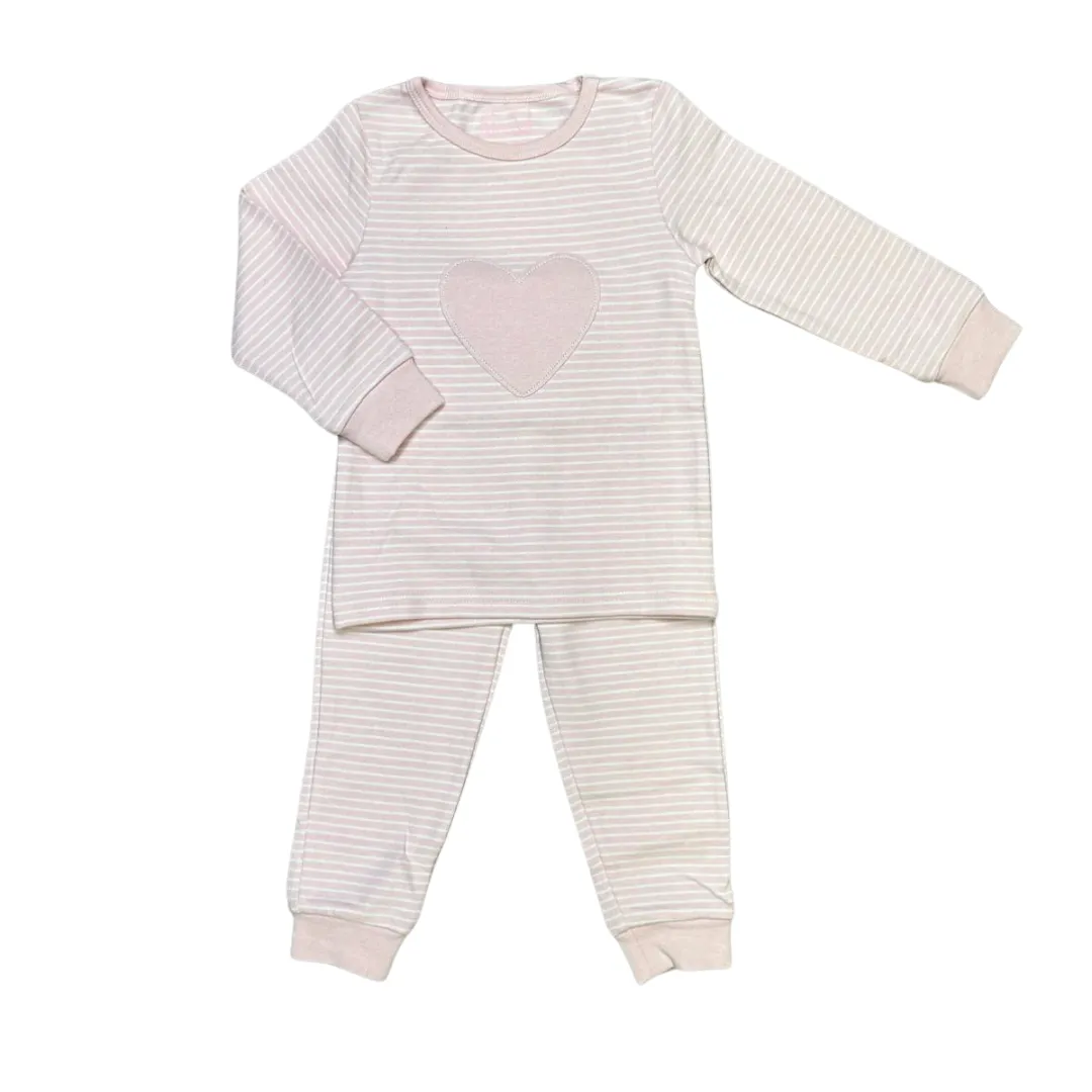 Light Pink Stripe and Heart Infant Pajama Set