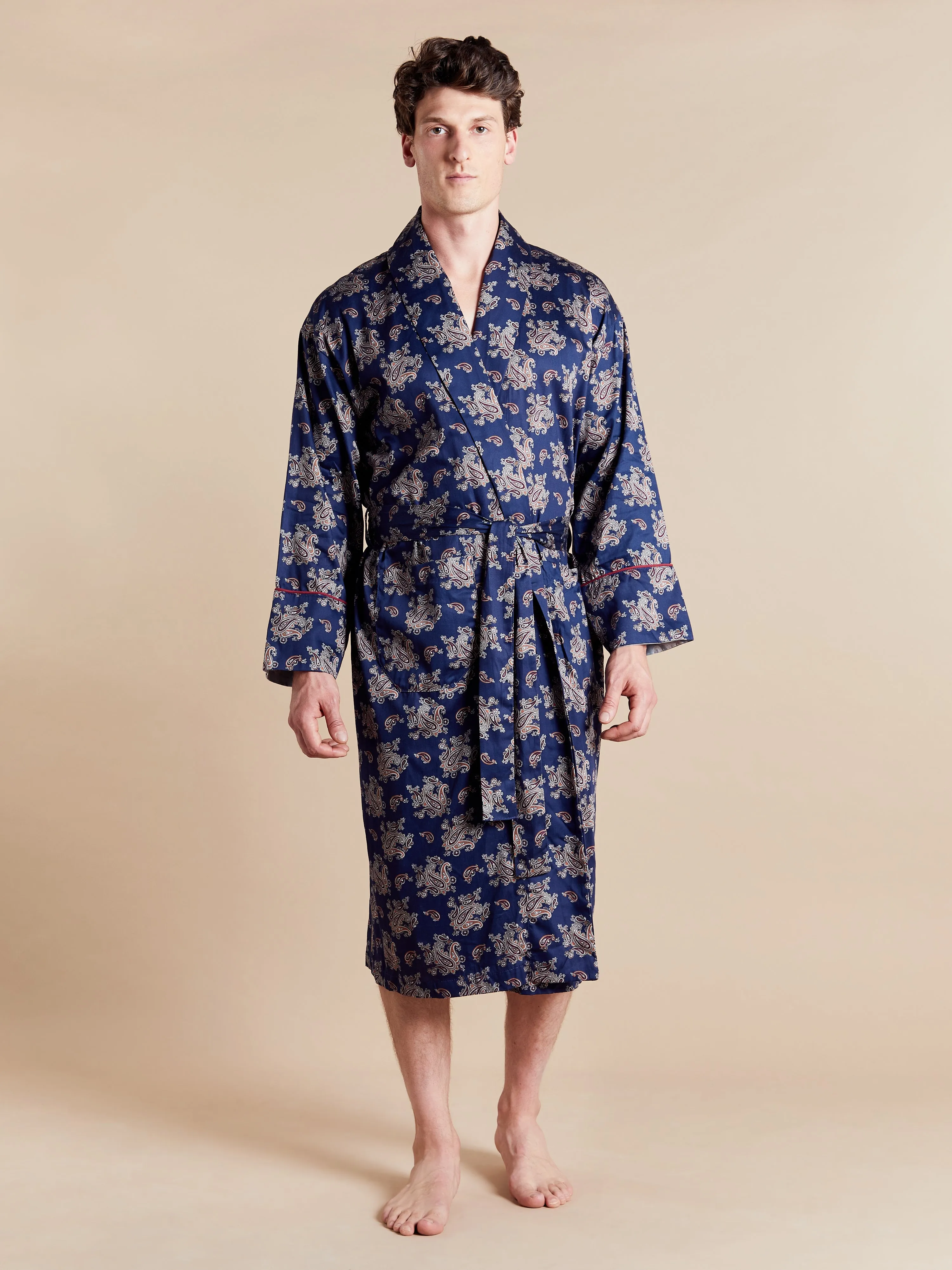 Lightweight Men's Robe - Gatsby Paisley Blue