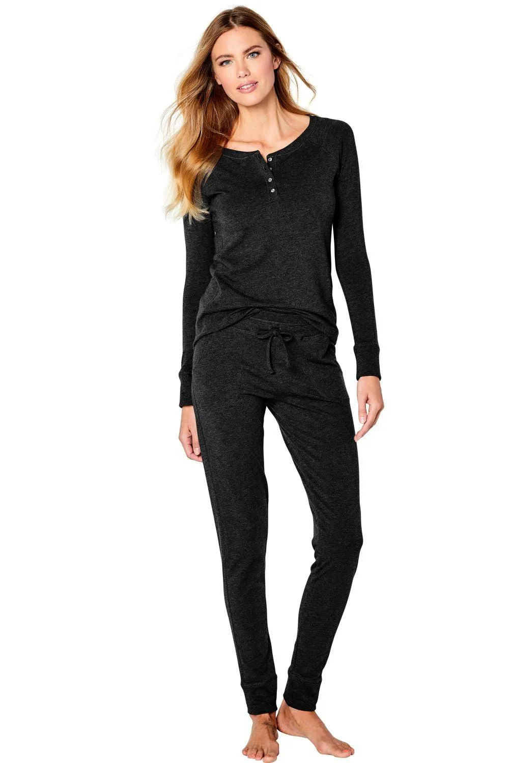 Long Sleeve Henley Loungewear Set