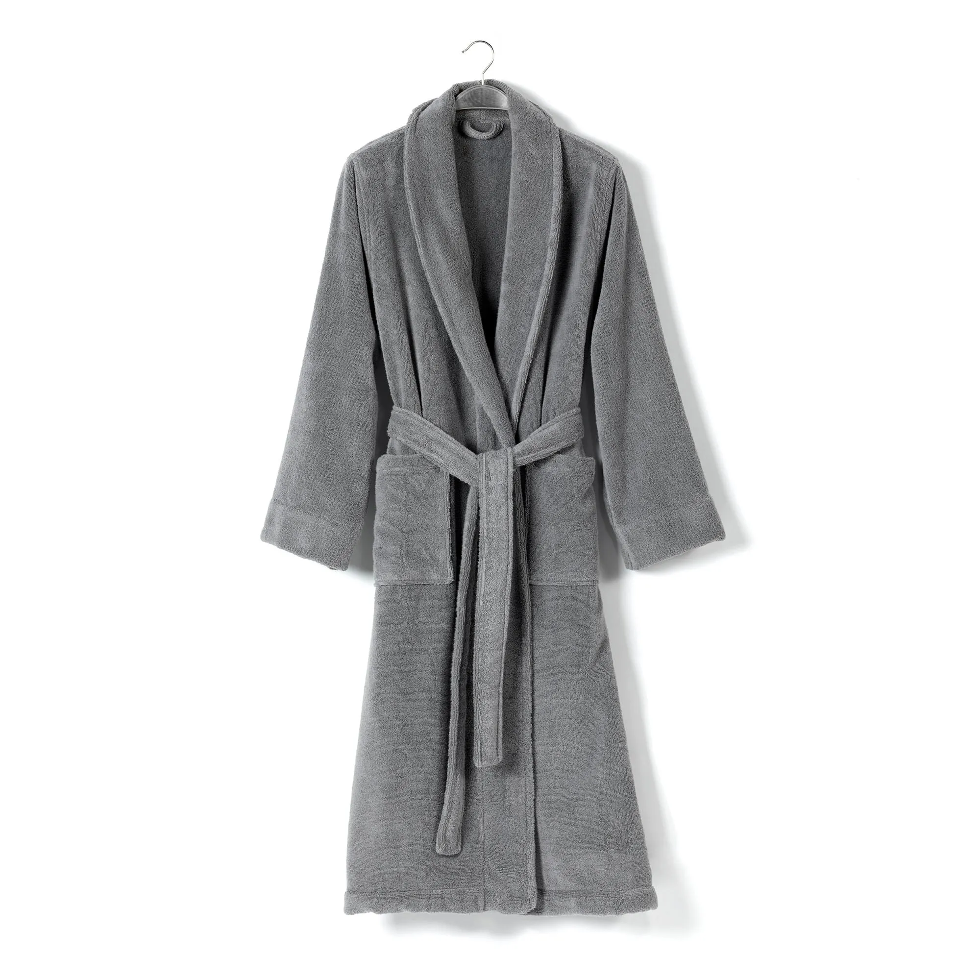 Luxurious 100% Pure Cotton Unisex Chicago Bathrobe in Dark Grey