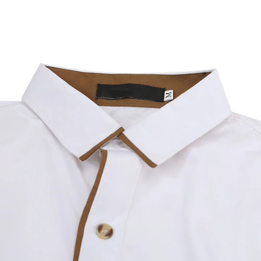 Men's Block Edging Turndown Collar Color Shirt