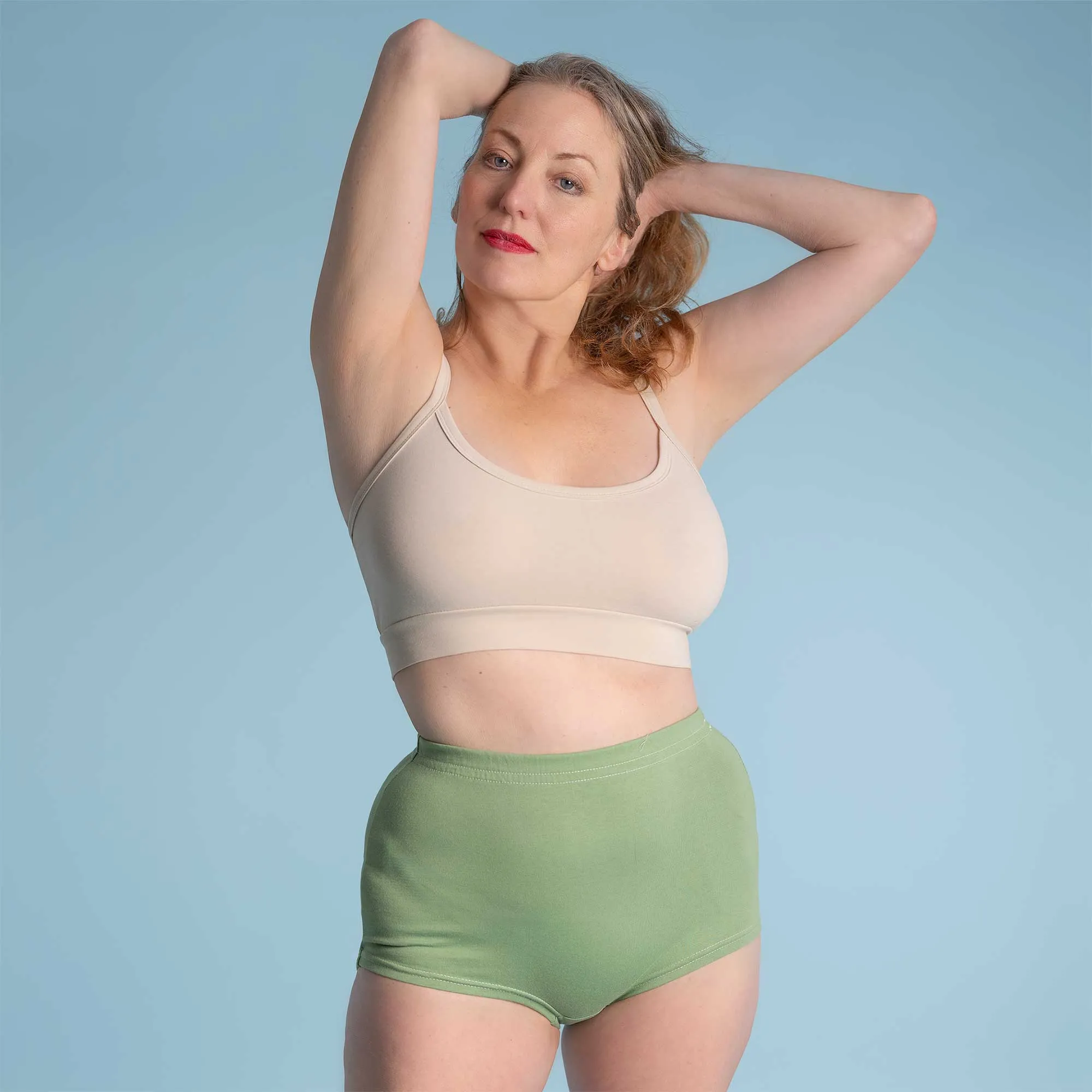 MIKI 100% Organic Prima Cotton Full Coverage Granny Panty (Covered Organic Elastic Waistband; OC Thread) (100% Biodegradable)