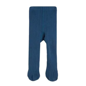 Navy Ribbed Cotton Tights