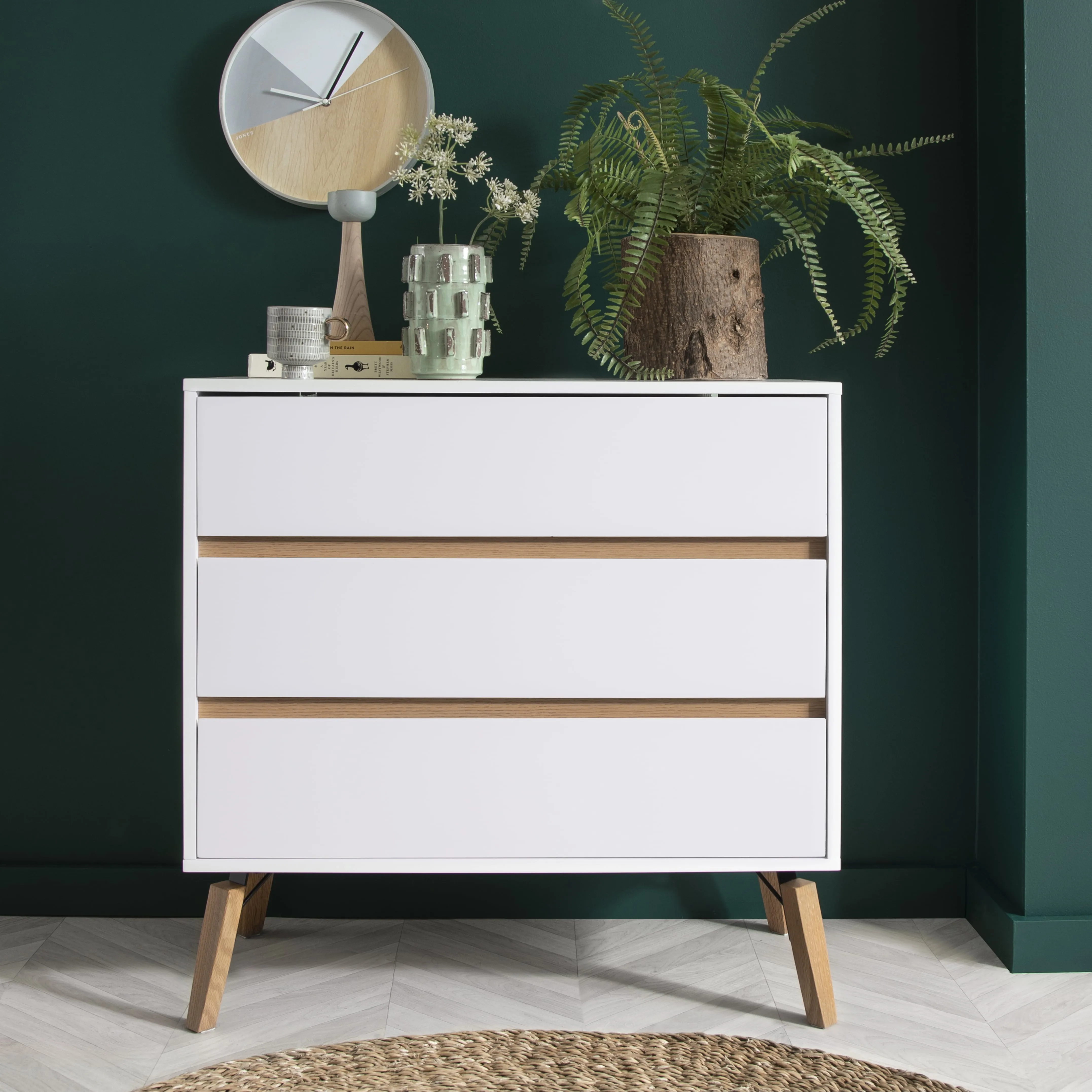 Otto Chest of Drawers Wide 3 Drawer in Classic White