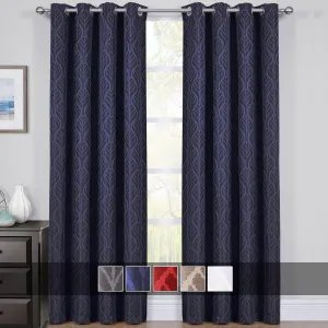 Pair Hilton Blackout Curtains Jacquard Thermal Insulated Set of 2 Panels