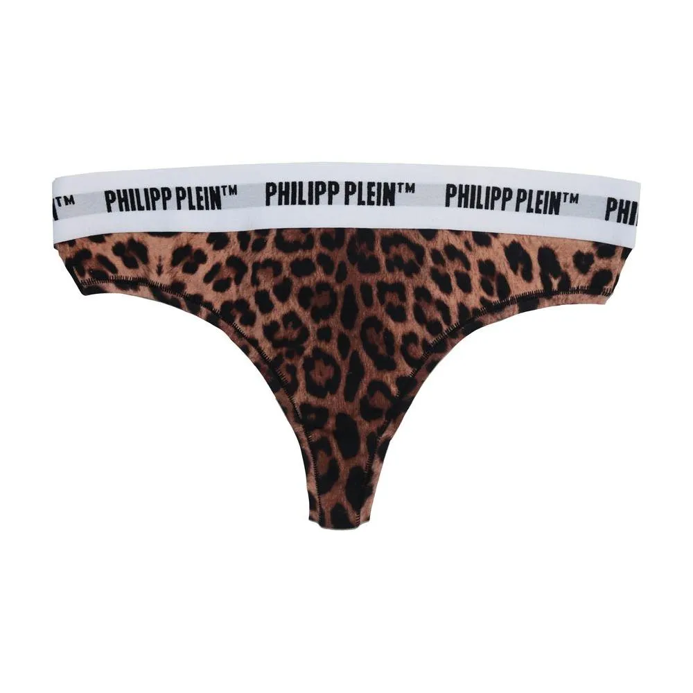 Philipp Plein Brown Cotton Women Thong