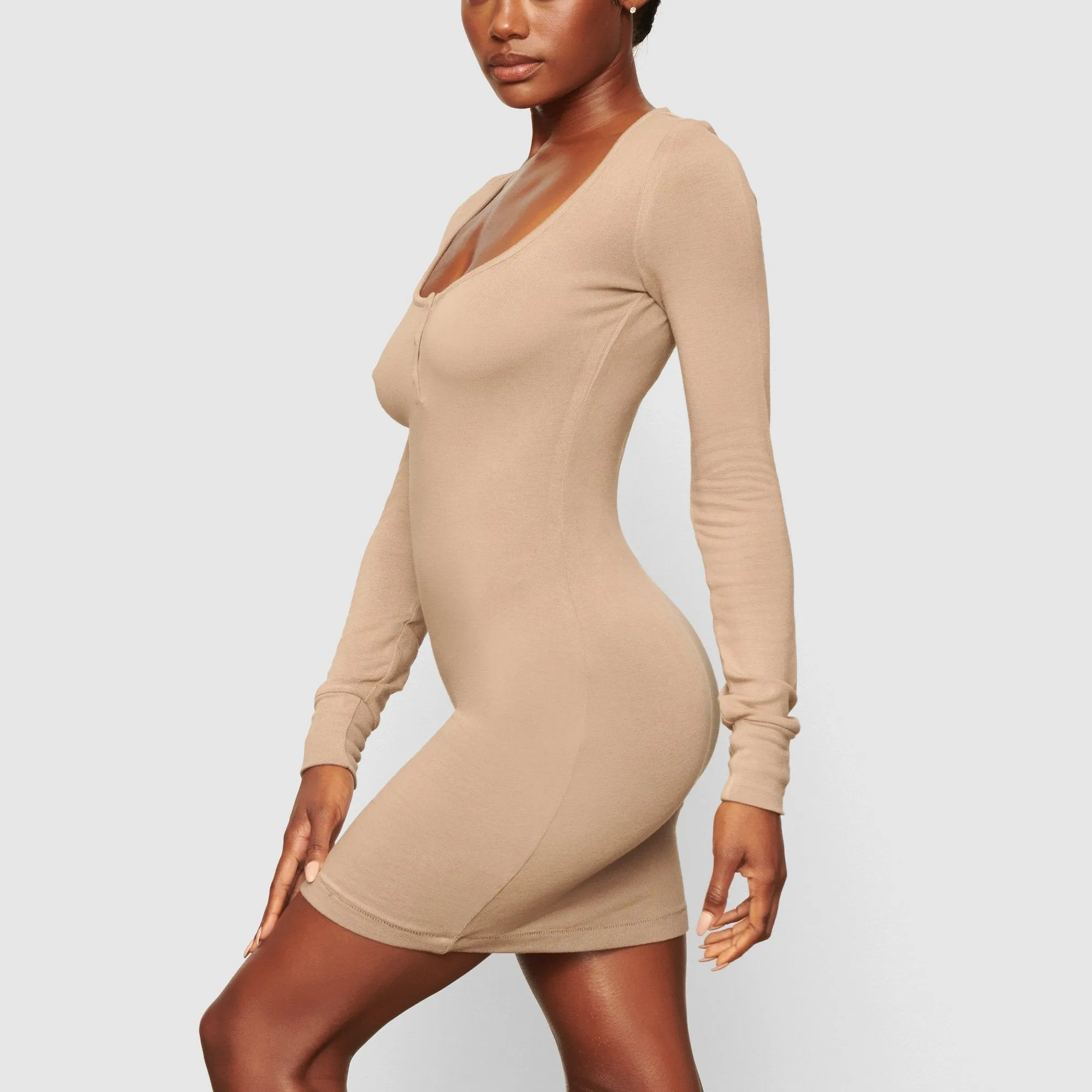 PJ SLEEP HENLEY DRESS | DESERT