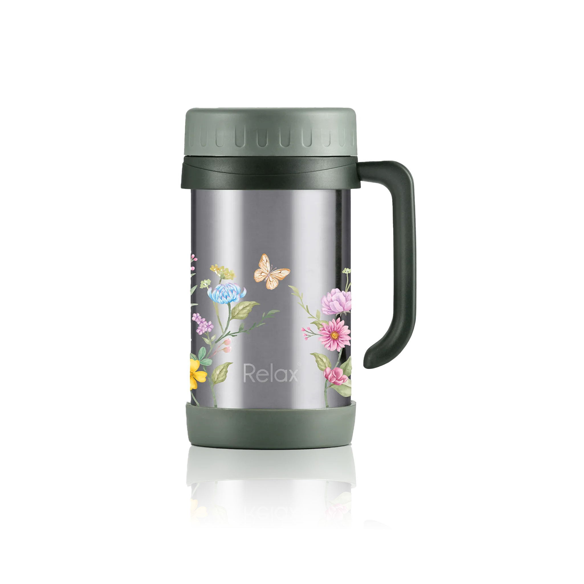 RELAX BLOOM COLLECTION 500ML CAMERON STAINLESS STEEL THERMAL MUG - CAMP