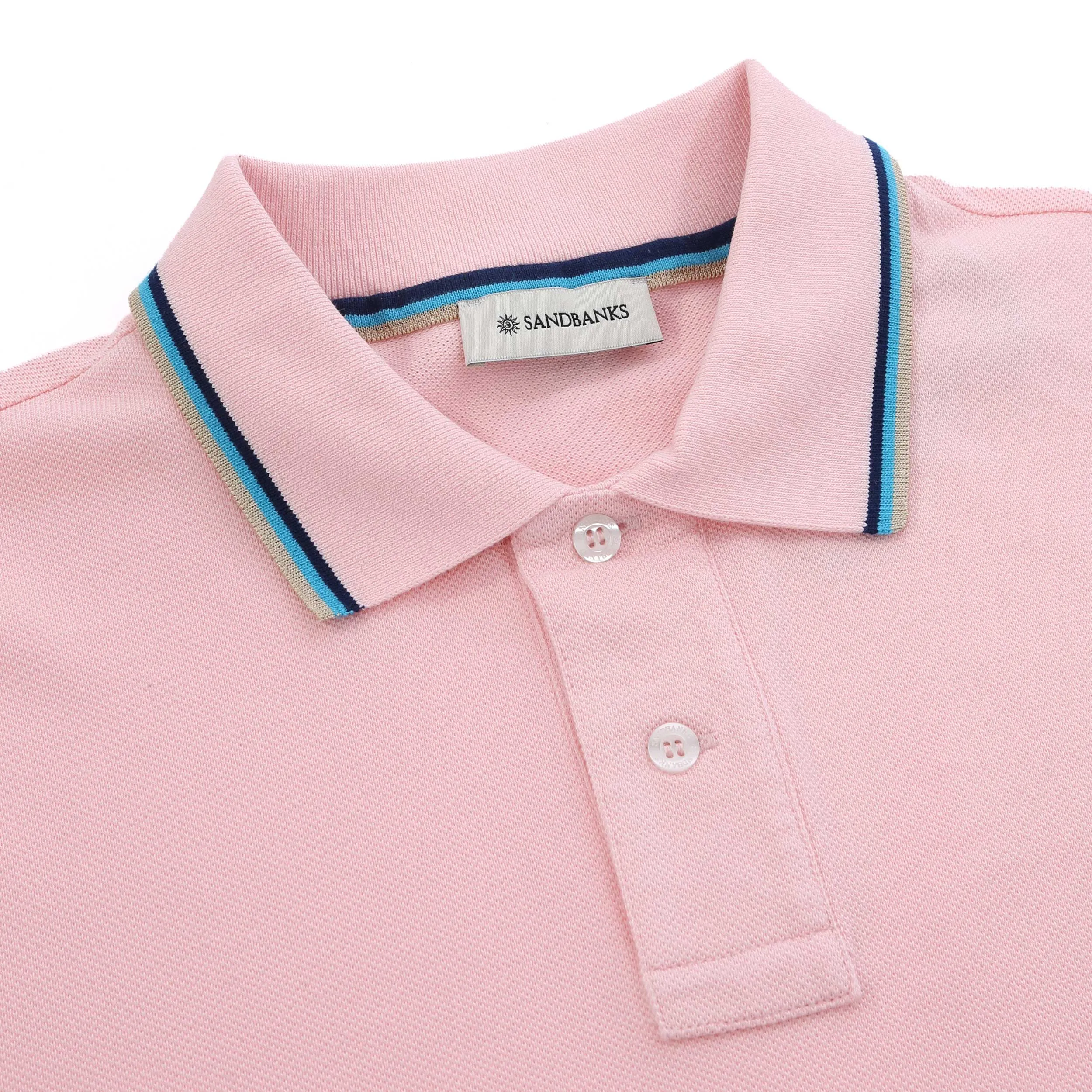 Sandbanks Badge Logo Tipped Polo Shirt in Crystal Rose