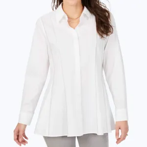 Seamed Stretch Non-Iron Tunic Shirt - White