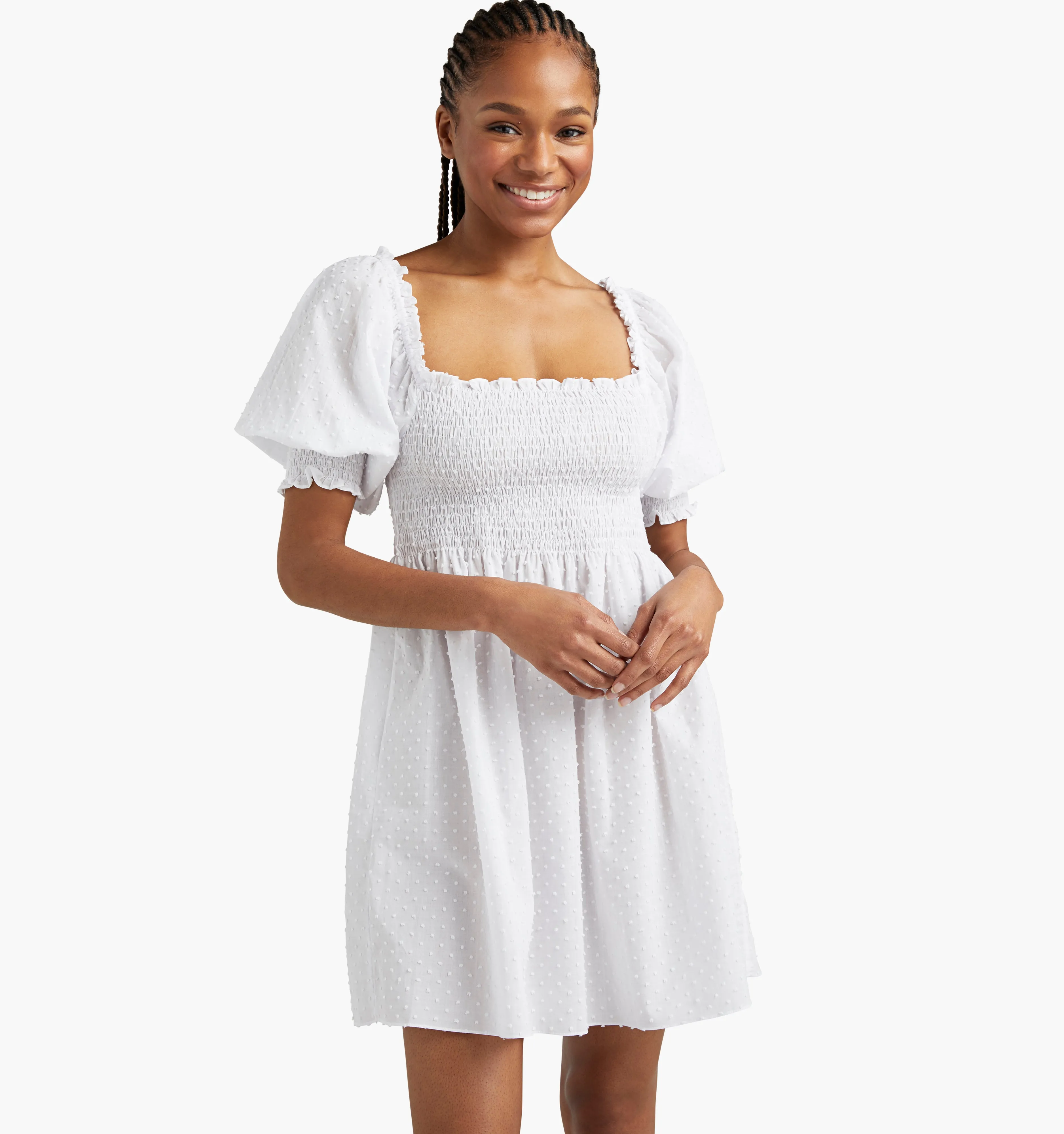 The Athena Nap Dress - White Swiss Dot