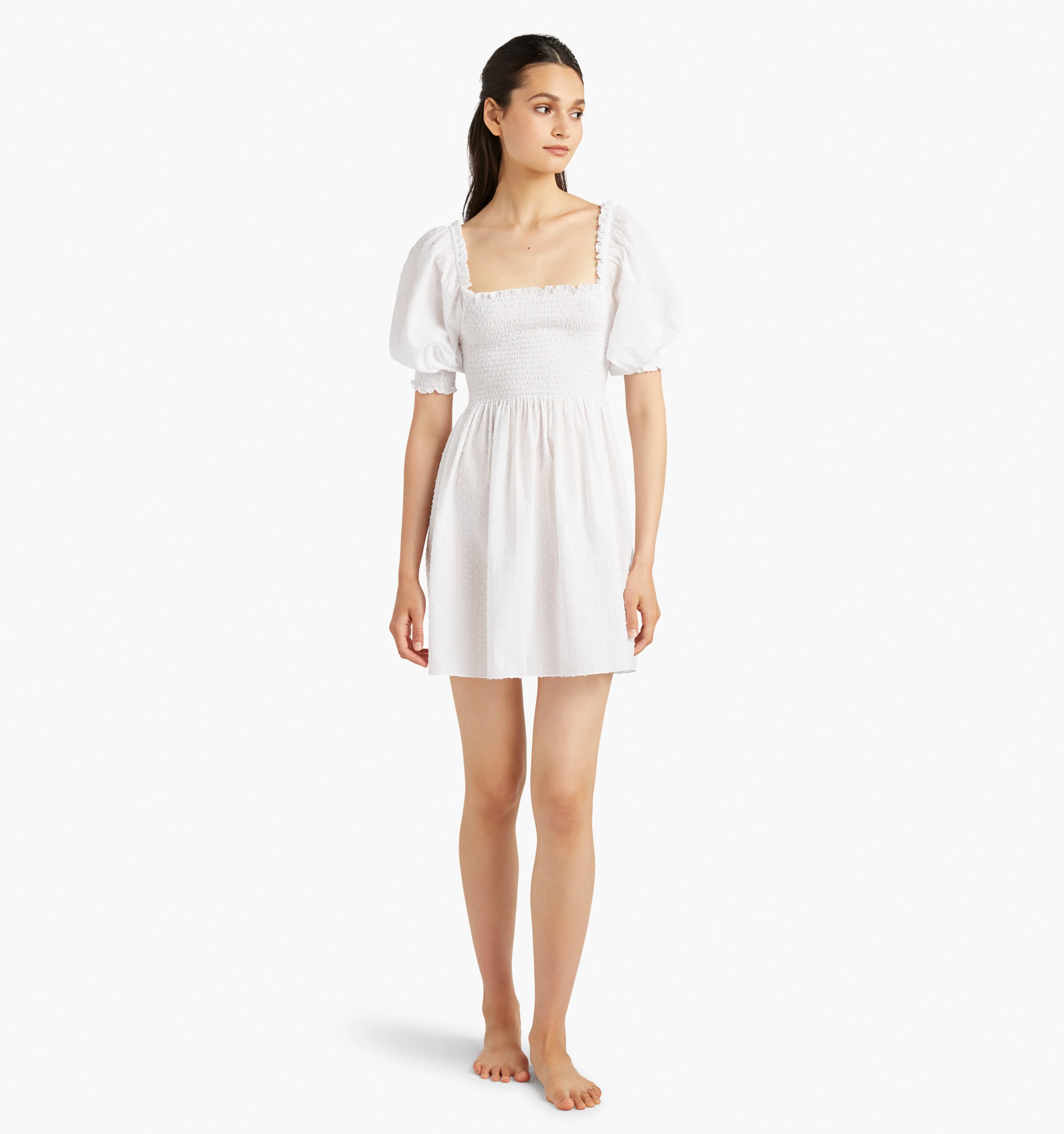 The Athena Nap Dress - White Swiss Dot