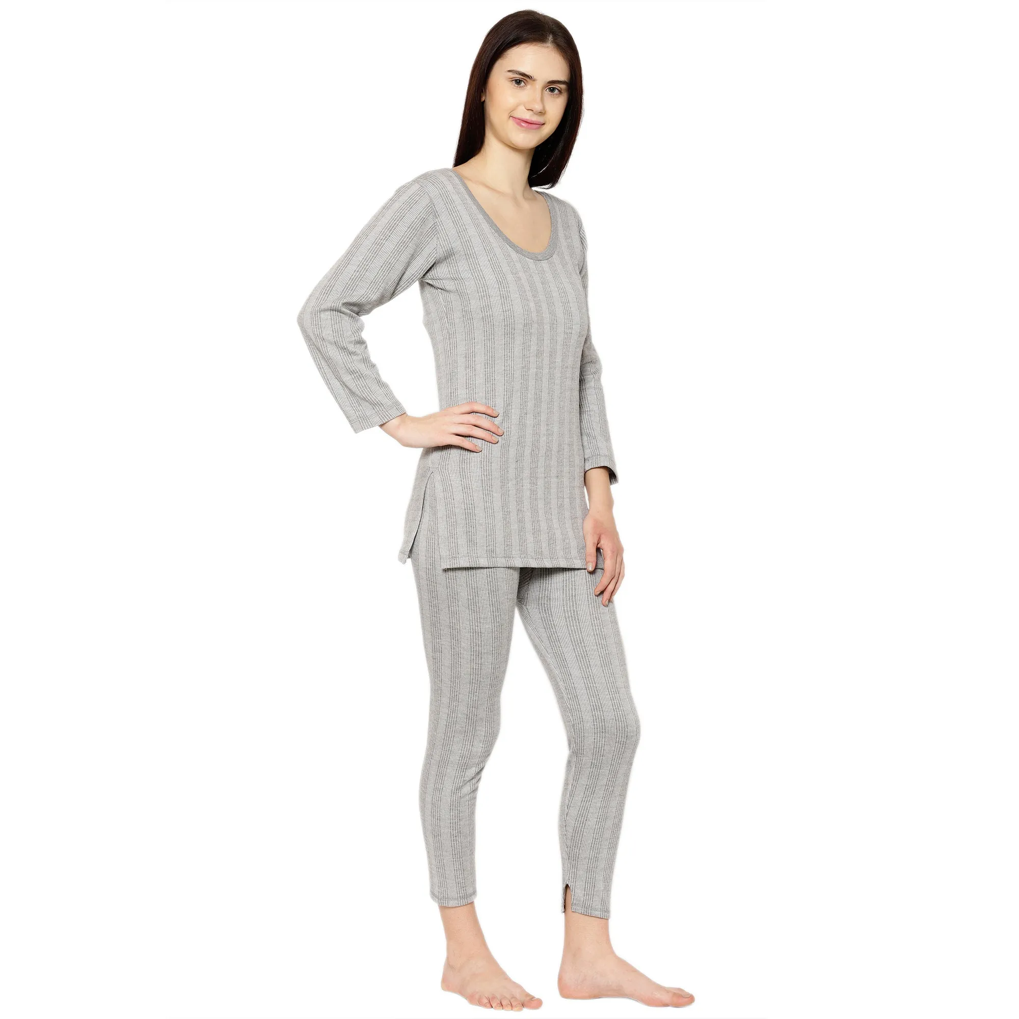 Vimal Jonney Grey Top - Bottom Set Thermal For Women's