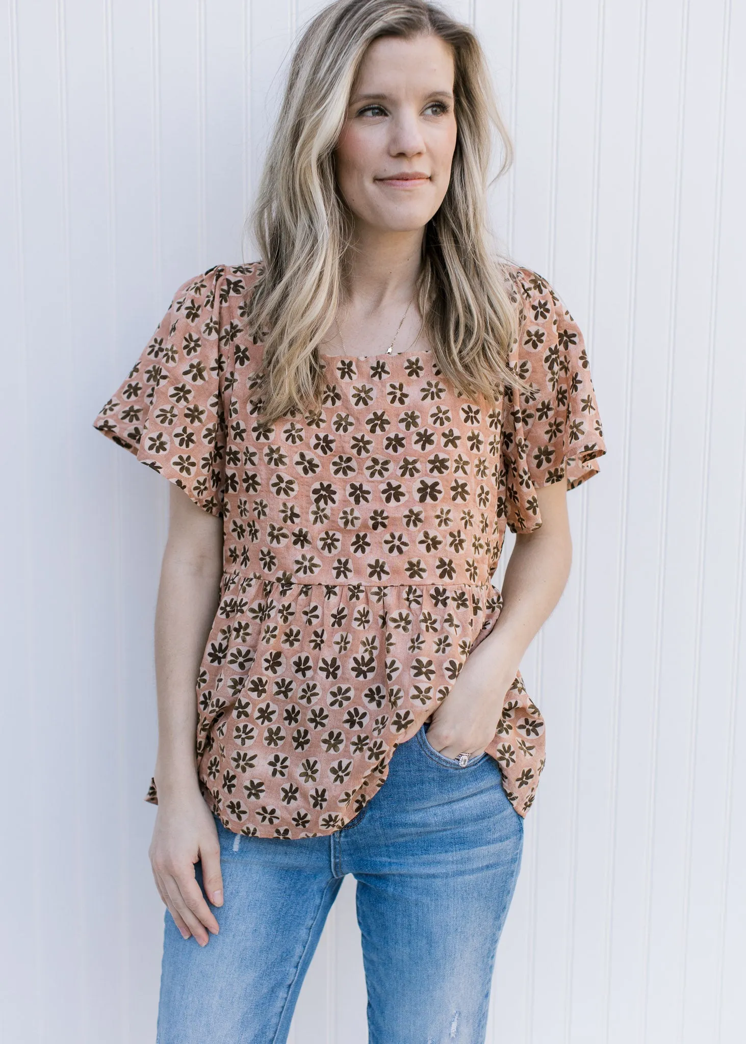 X Apricot Watercolor Top