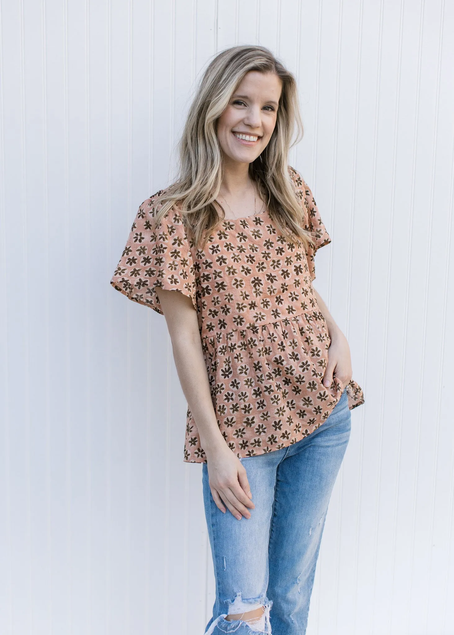 X Apricot Watercolor Top